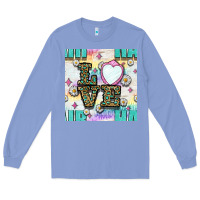 Colony Blue Leopard Love Hair And Mirror With Daisy Seamless Pattern Bbs Long Sleeve Tee - BundleAndBundleShop