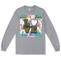 Heather Grey Leopard Love Hair And Mirror With Daisy Seamless Pattern Bbs Long Sleeve Tee - BundleAndBundleShop
