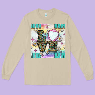 Leopard Love Hair And Mirror With Daisy Seamless Pattern Bbs Long Sleeve Tee Designed By Bundleandbundleshop