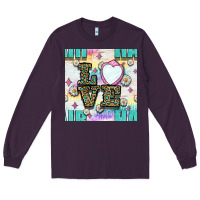 Plum Leopard Love Hair And Mirror With Daisy Seamless Pattern Bbs Long Sleeve Tee - BundleAndBundleShop