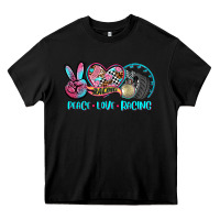 Black peace love racing Heavy Core Tee - AdoDesignShop