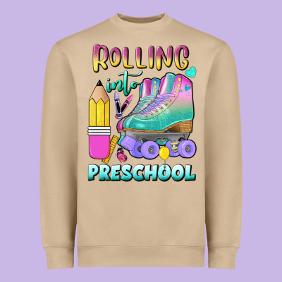 Rolling Into Preschool Heavyweight Sweatshirt Designed By Bundleandbundleshop