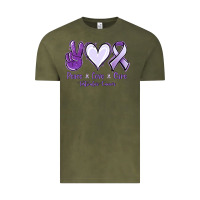 Vintage Olive Peace love cure Testicular Cancer Vintage Tee - NancyCooperArtShop