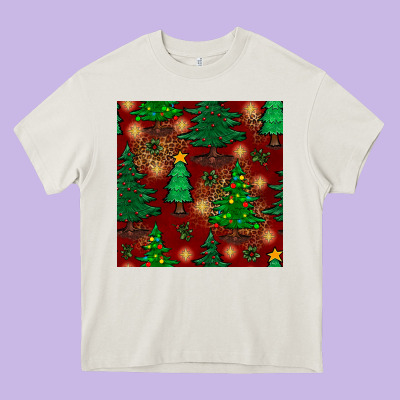 Christmas Trees Seamless Pattern Heavy Core Tee Designed By Bundleandbundleshop