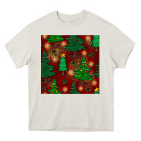 Cream christmas trees seamless pattern Heavy Core Tee - BundleAndBundleShop