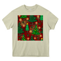 Mossy christmas trees seamless pattern Heavy Core Tee - BundleAndBundleShop