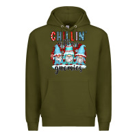 Army Green chillin with my gnomies Premium Hoodie - CowGirlArtShop