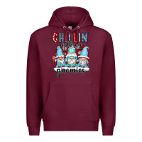 Burgundy chillin with my gnomies Premium Hoodie - CowGirlArtShop