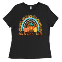 Welcome Fall Rainbow Ladies Tee | Teevron