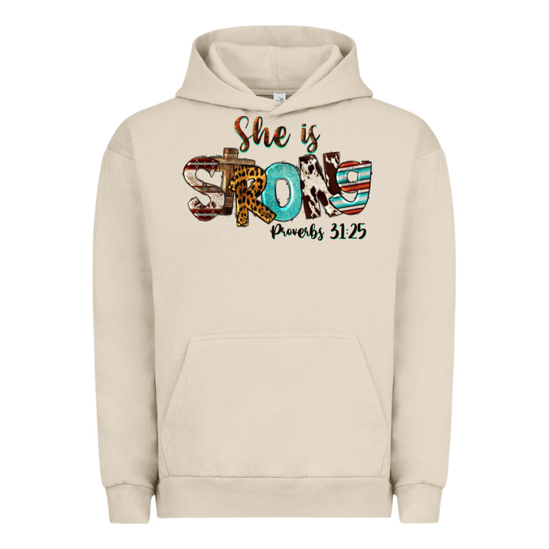 She Is Strong Proverbs 31 25 Urban Hoodie by FaDigitalArtStudio | Teevron