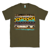 Army Green sunflower aztec serape cowhide background Classic Tee - RanaPortraitStore