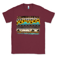 Burgundy sunflower aztec serape cowhide background Classic Tee - RanaPortraitStore