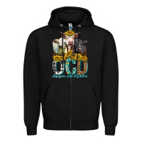Black Obsessive Cow Disorder with Cows Zipper Hoodie - texasbilliewilder