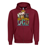 Burgundy Obsessive Cow Disorder with Cows Zipper Hoodie - texasbilliewilder