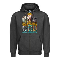 Charcoal Heather Obsessive Cow Disorder with Cows Zipper Hoodie - texasbilliewilder