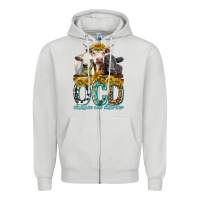 Dove Grey Obsessive Cow Disorder with Cows Zipper Hoodie - texasbilliewilder