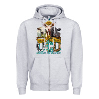 Heather Grey Obsessive Cow Disorder with Cows Zipper Hoodie - texasbilliewilder