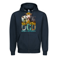 Navy Obsessive Cow Disorder with Cows Zipper Hoodie - texasbilliewilder