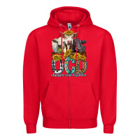 Red Obsessive Cow Disorder with Cows Zipper Hoodie - texasbilliewilder