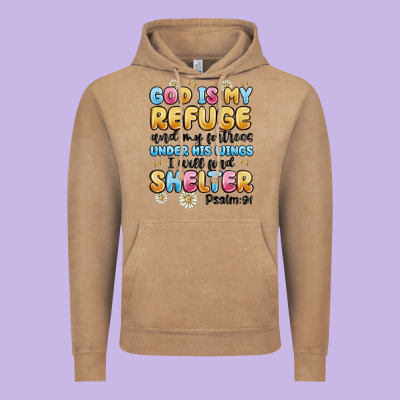 God Is My Refuge And My Fortress Under His Wings Vintage Hoodie Designed By Maliassmallbusiness