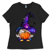 Black witch gnome with pumpkin Ladies Tee - BundleAndBundleShop