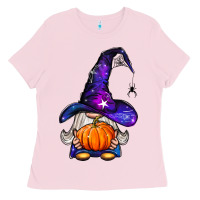 Bubblegum Pink witch gnome with pumpkin Ladies Tee - BundleAndBundleShop