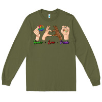 Army Green Peace Love Pride Long Sleeve Tee - BundleAndBundleShop
