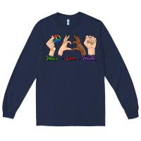 Navy Peace Love Pride Long Sleeve Tee - BundleAndBundleShop
