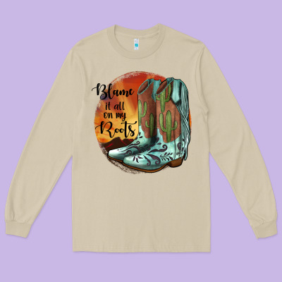 Blame It All On My Roots Long Sleeve Tee Designed By Jahusdesignshop