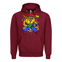 Burgundy Pride ribbon Zipper Hoodie - NancyCooperArtShop