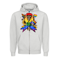 Dove Grey Pride ribbon Zipper Hoodie - NancyCooperArtShop