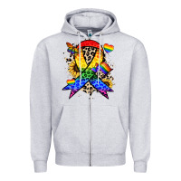 Heather Grey Pride ribbon Zipper Hoodie - NancyCooperArtShop