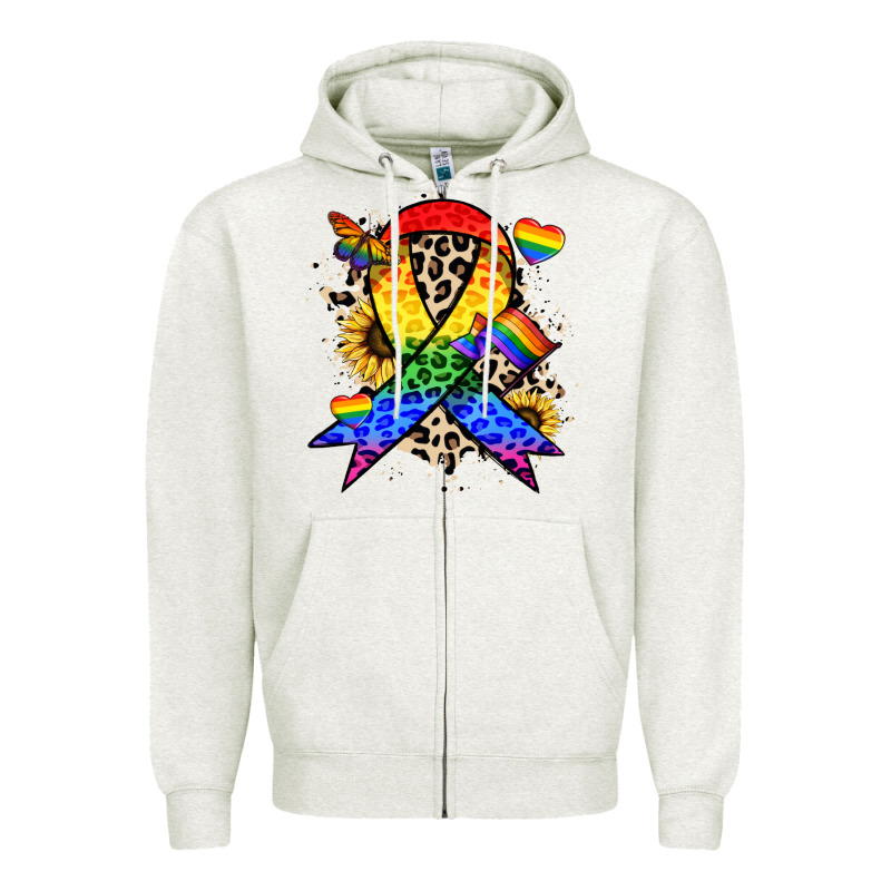 Pride Ribbon Zipper Hoodie by NancyCooperArtShop | Teevron
