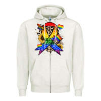 Oatmeal Heather Pride ribbon Zipper Hoodie - NancyCooperArtShop