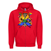 Red Pride ribbon Zipper Hoodie - NancyCooperArtShop