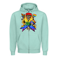Seafoam Pride ribbon Zipper Hoodie - NancyCooperArtShop