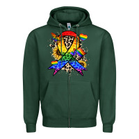 Sports Green Pride ribbon Zipper Hoodie - NancyCooperArtShop