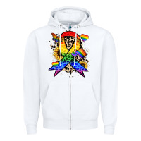 White Pride ribbon Zipper Hoodie - NancyCooperArtShop
