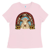 Bubblegum Pink charolais  rainbow Ladies Tee - JahusDesignShop