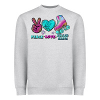 Heather Grey peace love roller skate Heavyweight Sweatshirt - BundleAndBundleShop
