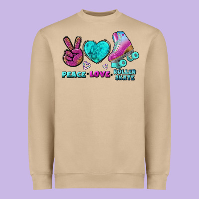 Peace Love Roller Skate Heavyweight Sweatshirt Designed By Bundleandbundleshop