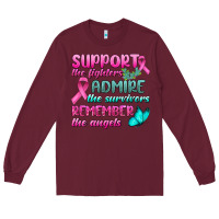 Burgundy Support The Lighters Admire The Survivors Remember The Angels Long Sleeve Tee - BundleAndBundleShop