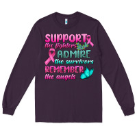 Plum Support The Lighters Admire The Survivors Remember The Angels Long Sleeve Tee - BundleAndBundleShop