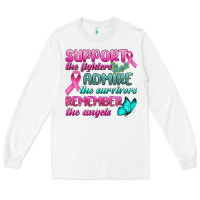 White Support The Lighters Admire The Survivors Remember The Angels Long Sleeve Tee - BundleAndBundleShop