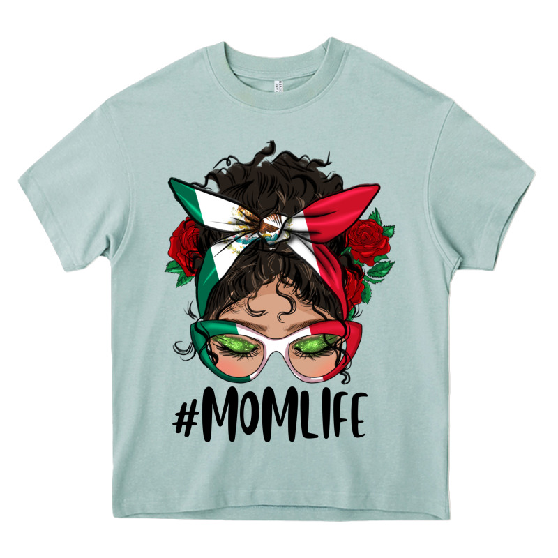 Mexican Mom Life Messy Bun Mama Heavy Core Tee by BundleAndBundleShop | Teevron