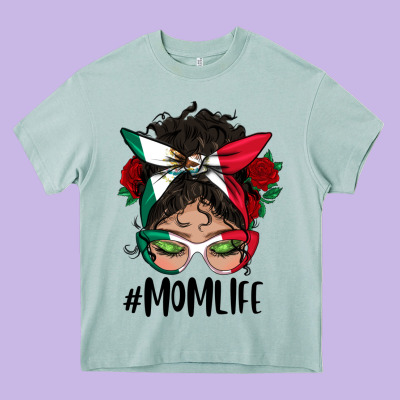 Mexican Mom Life Messy Bun Mama Heavy Core Tee Designed By Bundleandbundleshop