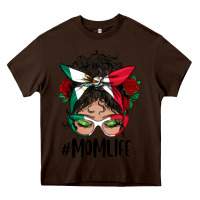 Chocolate Brown mexican mom life messy bun mama Heavy Core Tee - BundleAndBundleShop
