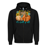 Black It's Fall Y'all Zipper Hoodie - texasbilliewilder