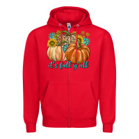 Red It's Fall Y'all Zipper Hoodie - texasbilliewilder