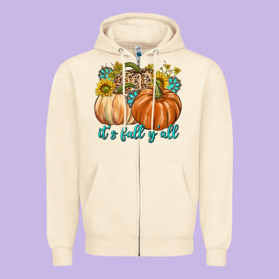 It's Fall Y'all Zipper Hoodie Designed By Texasbilliewilder